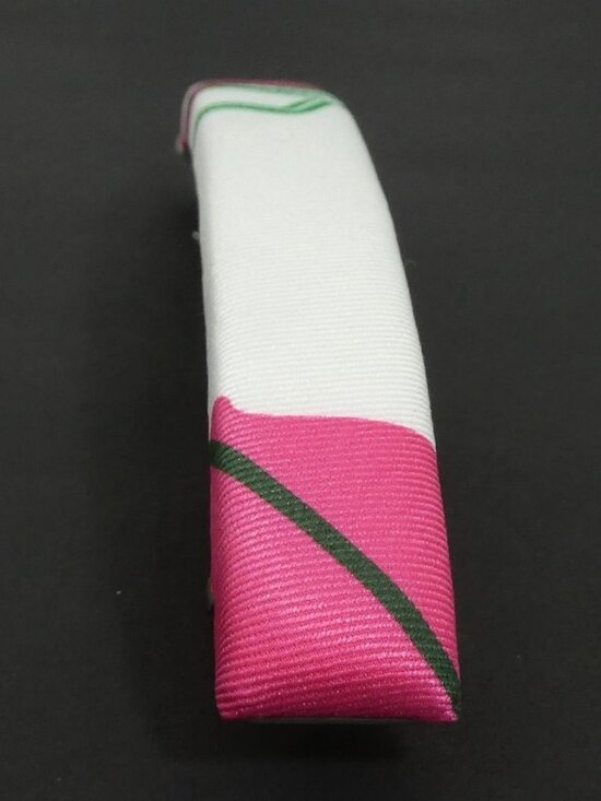 HERMES Barrette Hair Clip White/Pink/Green/Silver Silk/Metal